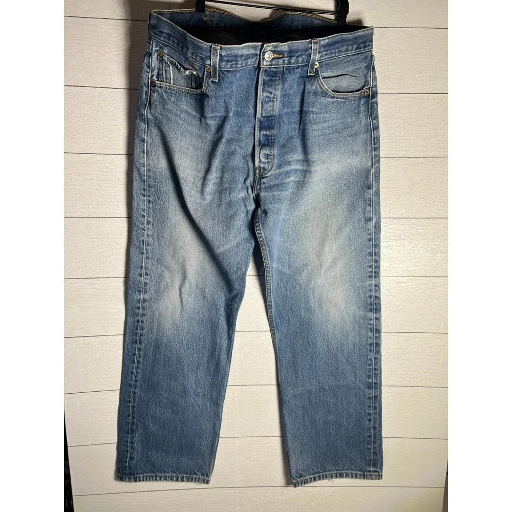 Levi's 501 40x32 (38x28) Button Fly Light Wash Fade Faded Blue Jeans Red Batwing